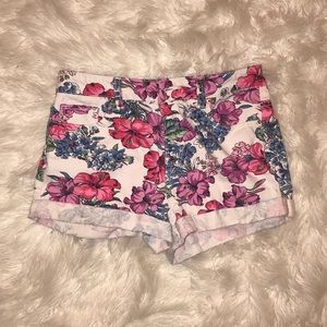 Floral high waisted shorts